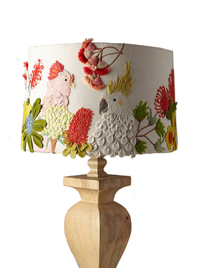 纽约下城公园进口巴哈马比翼凤冠鹦鹉刺绣装饰灯罩