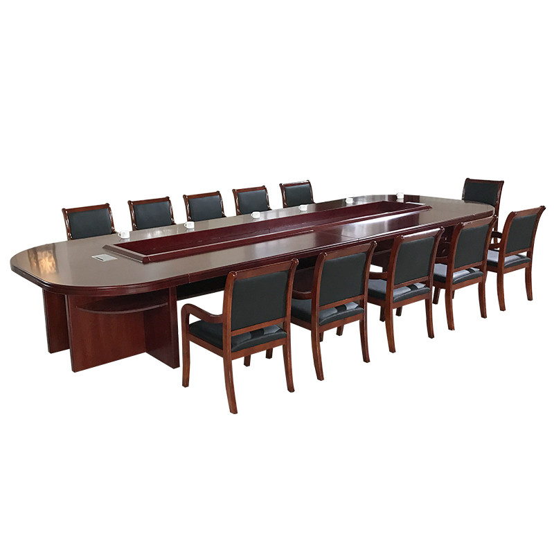 实木大型烤漆会议桌长桌 椭圆型桌椅组合商务洽谈开会桌会议室台