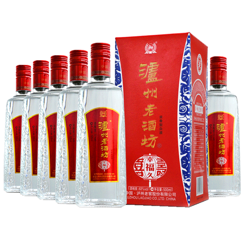 泸州老酒坊52度浓香白酒500ml*6瓶 100元券 券后价  129