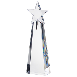 原创新奇水晶立体五角星造型奖杯集团企事业明星表彰颁奖免费刻字