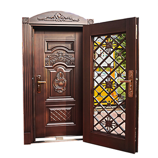 厦门铭盾双层防盗入户门套房家用大门烤漆通风防蚊别墅采光进户门 券