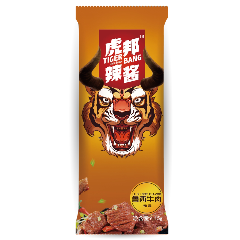 虎邦辣酱鲁西牛肉酱下饭辣酱香辣酱辣椒酱石锅拌饭酱拌面酱15g*20