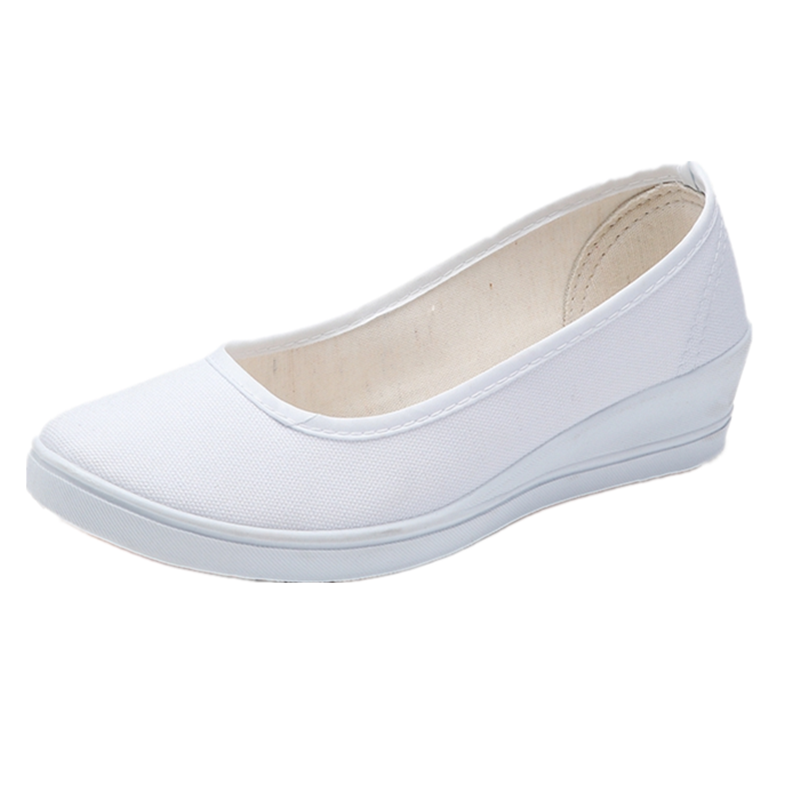 白护士鞋美容院工作舒适老北京布鞋全白小白鞋女防滑单鞋透气夏季