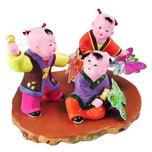 天津泥人张彩塑 春风得意金玉满堂 商务礼品暖房温居礼物家居摆件 券