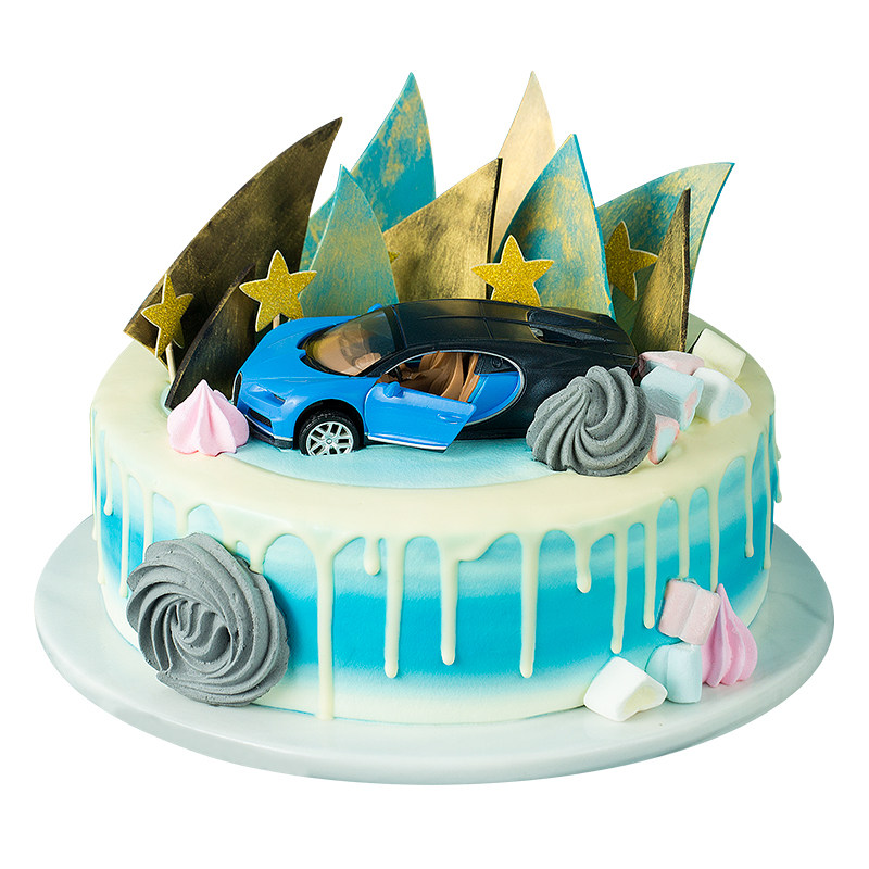 熊猫不走 汽车总动员男孩儿童水果夹心奶油生日蛋糕 同城配送