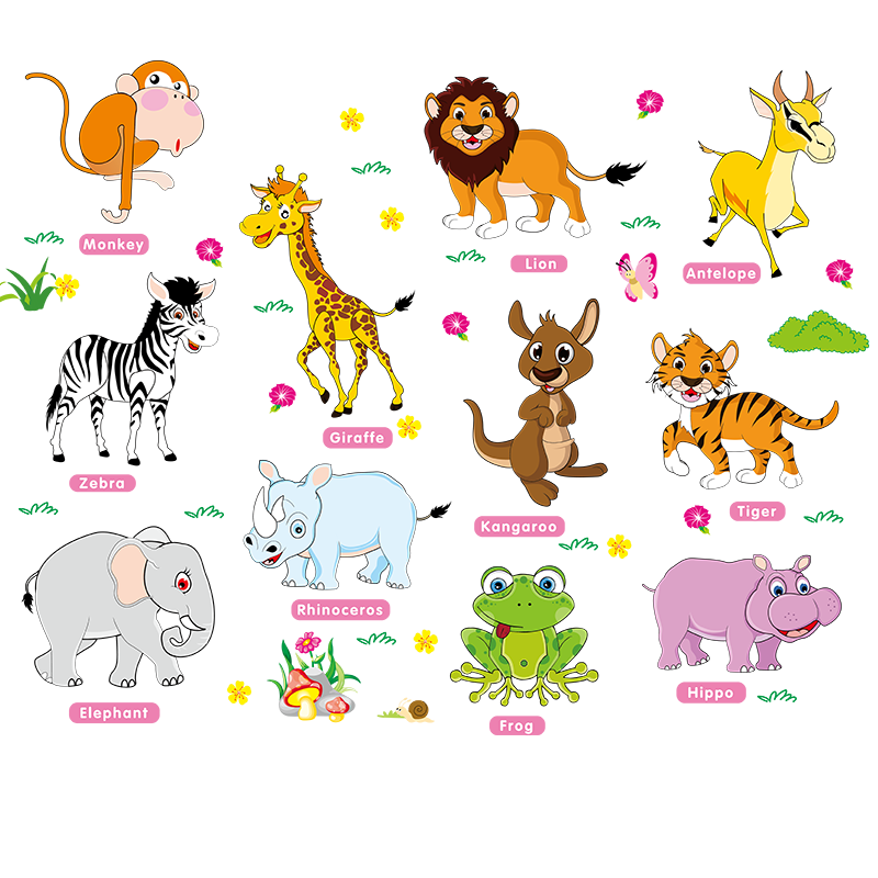 卡通墙贴可爱动物儿童房宝宝卧室贴画学校幼儿园早教中心母婴店贴