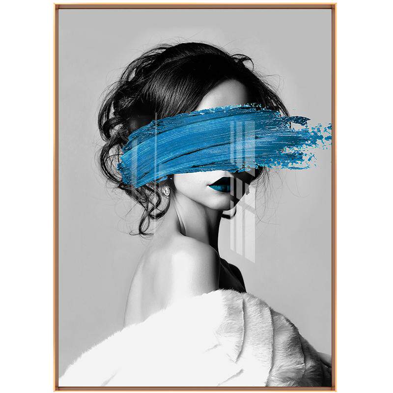 艺术美女人物玄关装饰画黑白现代简约轻奢过道走廊壁画背景墙挂画