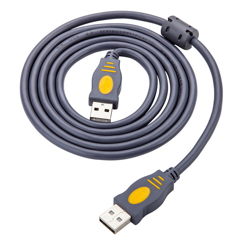 晶华双头usb数据线公对公延长线移动硬盘双公头usb数据传输连接线