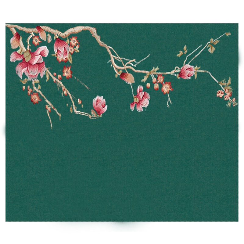 独秀背景墙刺绣壁布玉兰花独绣电视墙布新中式新品热卖推荐艾意客