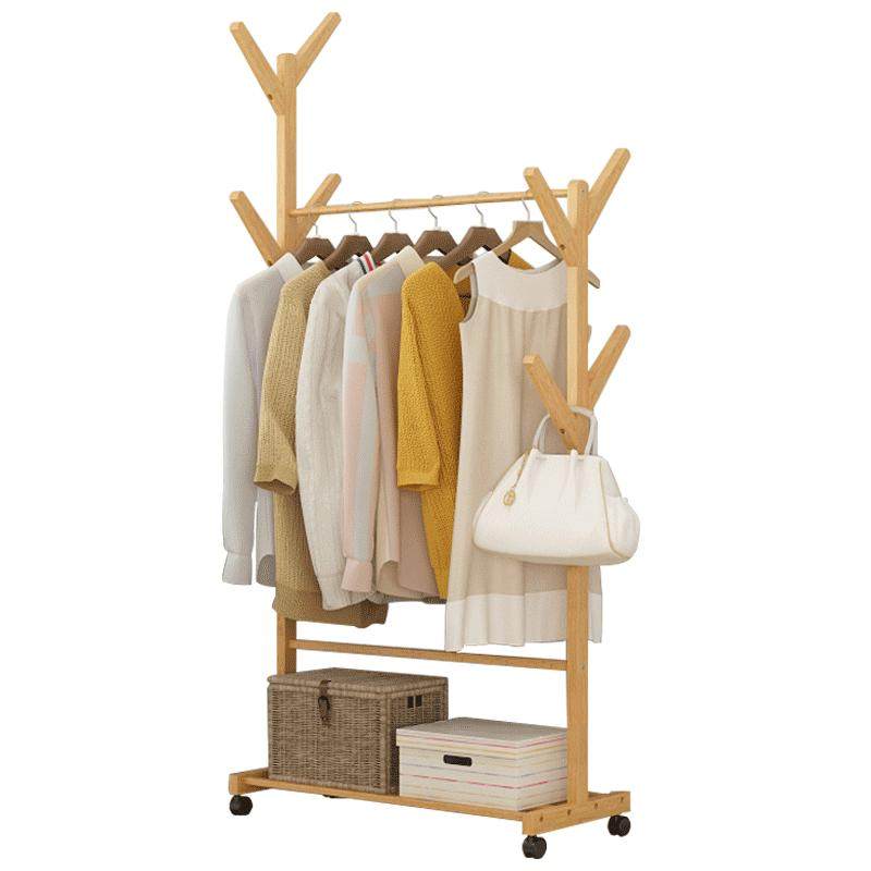 衣架落地卧室衣帽架子置物简易移动小型家用单杆式实木衣服挂衣架