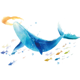 大鲸鱼创意沙发海底世界上墙贴纸