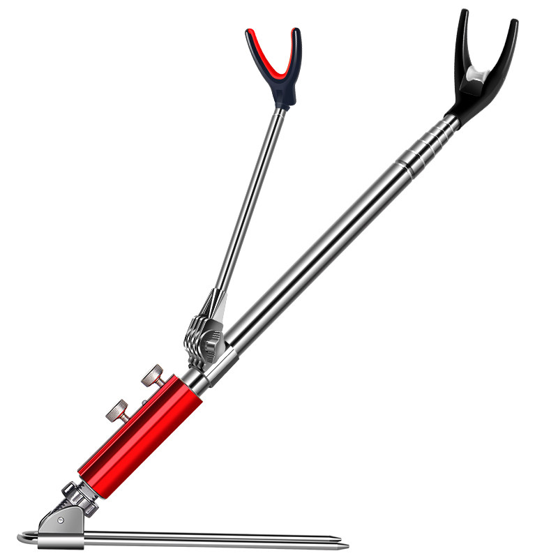 渔之源不锈钢双炮台支架竿鱼竿支架钓鱼支架台钓地插支撑架杆手竿