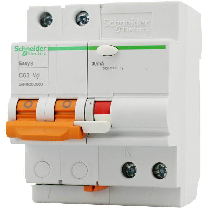 施耐德空气开关1pn断路器2p家用电闸3p三相4p空开63a带漏电保护器