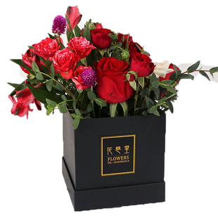 玫瑰花盒正方形礼品盒花店花束礼盒教师节鲜花包装盒插花盒空盒子