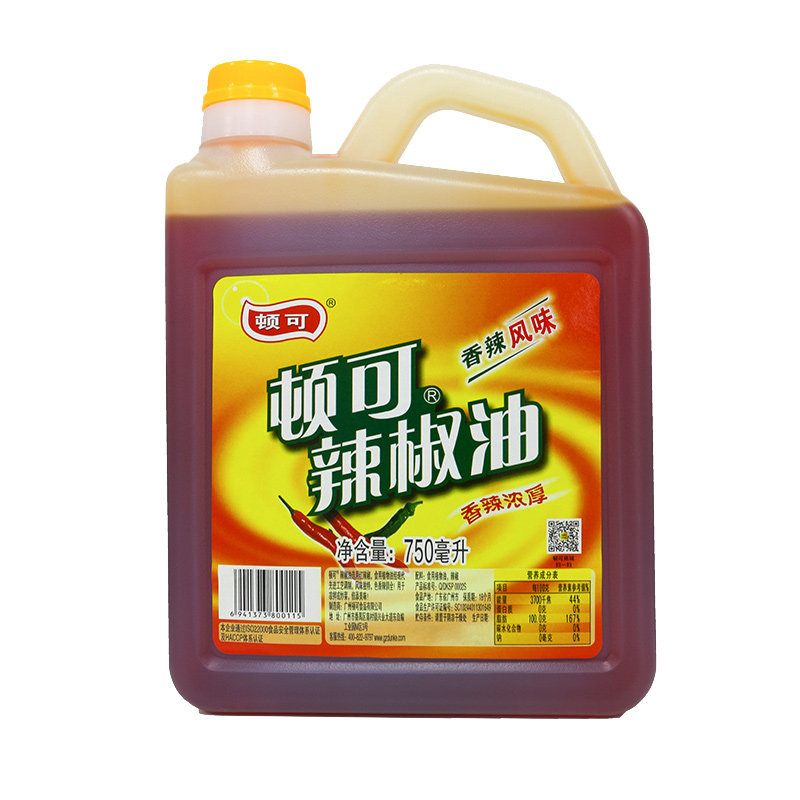 顿可辣椒油750ml香辣红油凉拌火锅麻辣烫调味油增香增辣油泼辣子