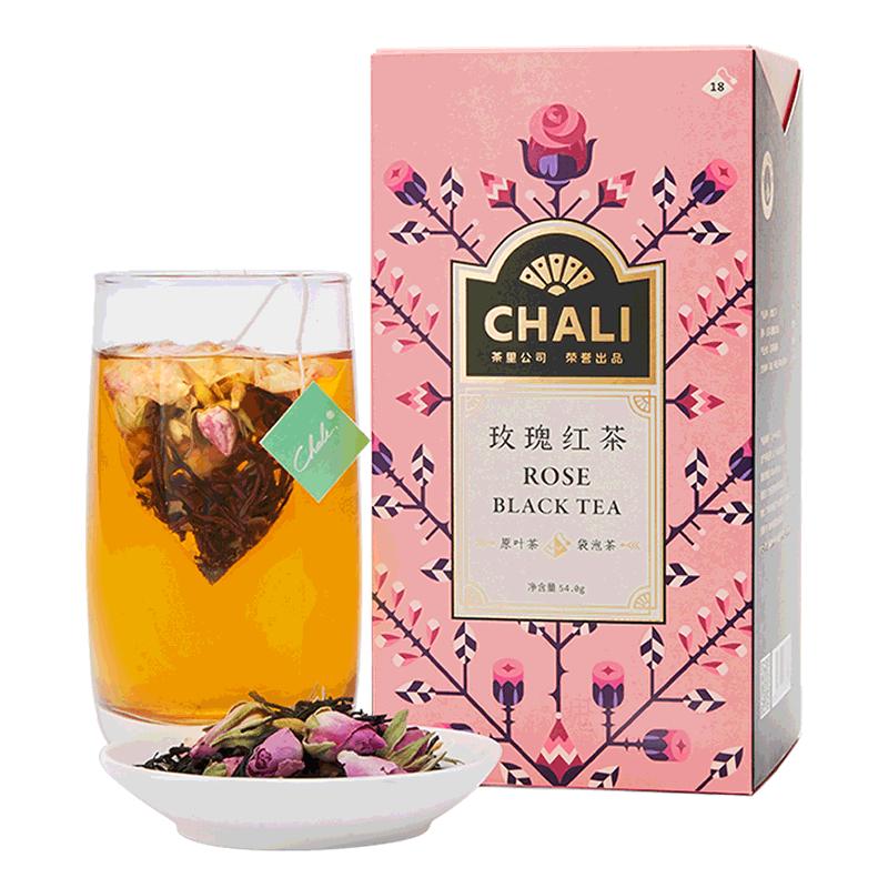 chali茶里 玫瑰红茶茶包茶叶三角袋泡茶小袋装花茶包玫瑰花茶组合