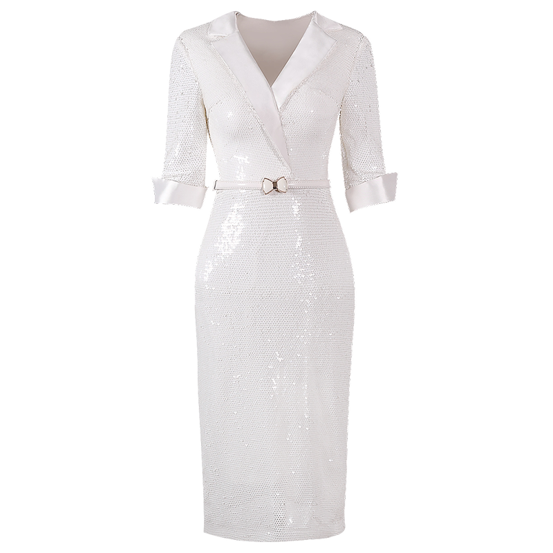 女王白色洋装派对小礼服名媛宴会连衣裙主持人演出服 - 皇家尚品服饰