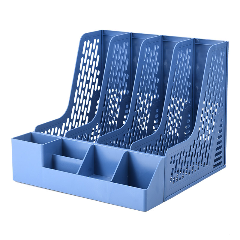 四栏文件架框书立书架档筐文件夹收纳盒办公用品大全简易桌上面学生用