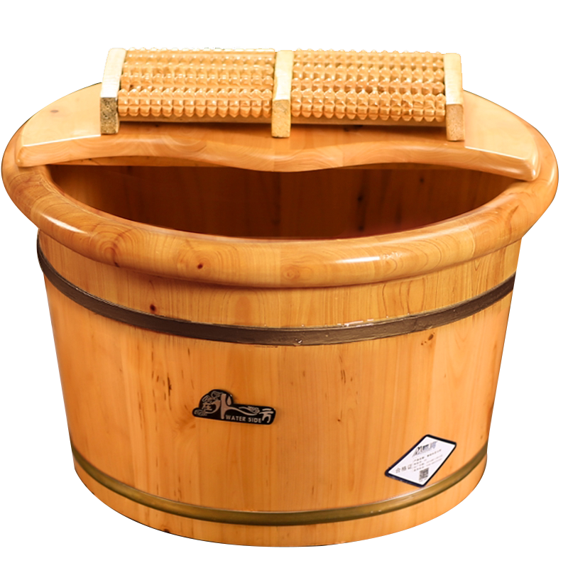 香柏木足浴桶泡脚木桶实木洗脚盆女小木桶带盖泡脚桶木质家用神器