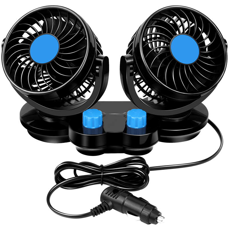 车载风扇车用双头12v24v小电扇货车空调制冷强力大伏汽车内电风扇