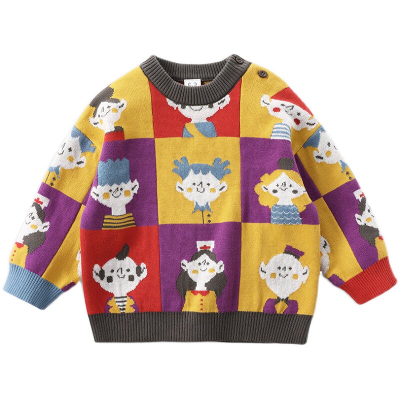 拉比树童装儿童套头毛衣2021秋冬新款男童针织衫婴儿宝宝毛线衣