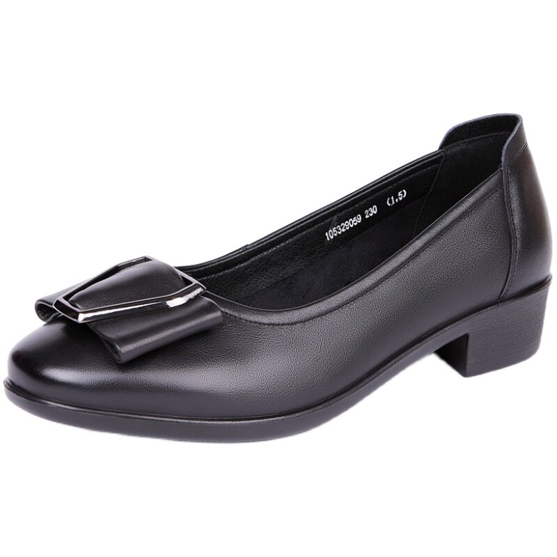 奥康女鞋春秋新款软底舒适妈妈鞋秋季真皮百搭皮鞋女大码中年单鞋