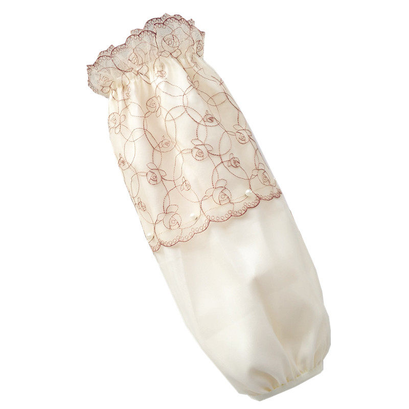 秋冬长款蕾丝袖套女韩版防污护袖日用袖头新款白色办公室成人套袖