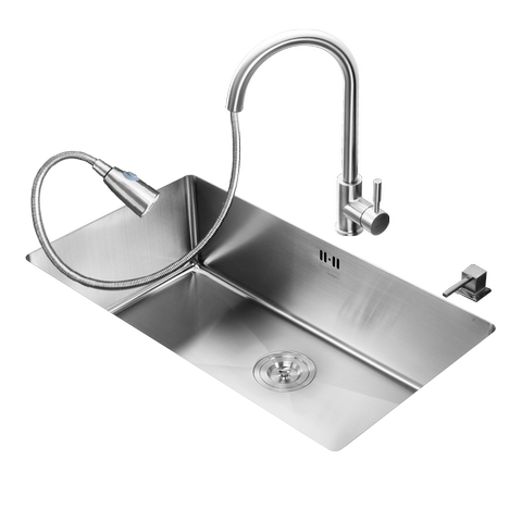 304不锈钢厨房手工水槽大单槽套餐家用台下洗菜盆洗碗池加厚