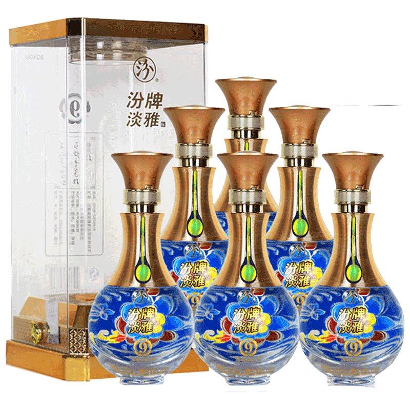 汾酒集团53度 汾牌淡雅9号 杏花村清香型 白酒整箱特价475mlx6瓶