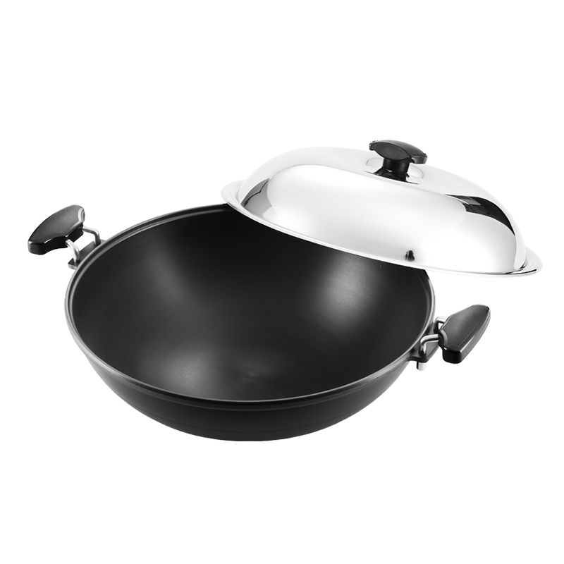 绿的42cm炒锅 尖圆底家用炒菜锅不粘少油烟煤气燃气灶通用炒锅