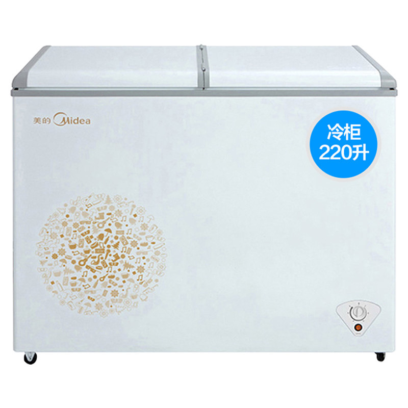 midea/美的bcd-220vm(e)冷藏冷冻冰柜卧式家用双温大容量商用冷柜