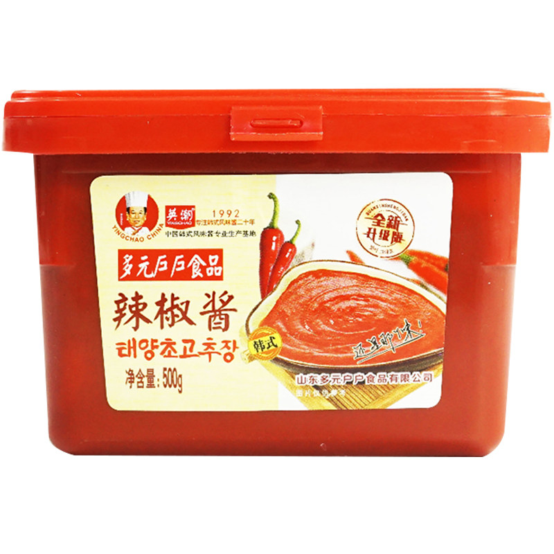 户户韩式辣椒酱500g韩国石锅拌饭辣炒年糕酱甜辣酱部队火锅调味酱