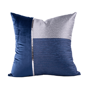 工乐布艺轻奢客厅沙发抱枕套简约现代北欧售楼处靠垫蓝色拼接靠包 券