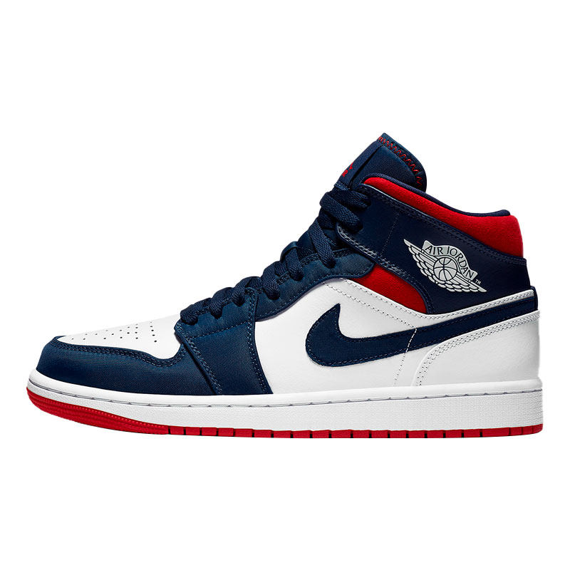 airjordan1midaj1美国队海军白蓝红中帮男女鞋bq6931104