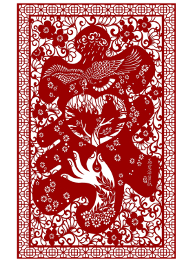 jp48高清大幅剪纸图案家素材手工刻纸花鸟图样黑白复印打印底稿