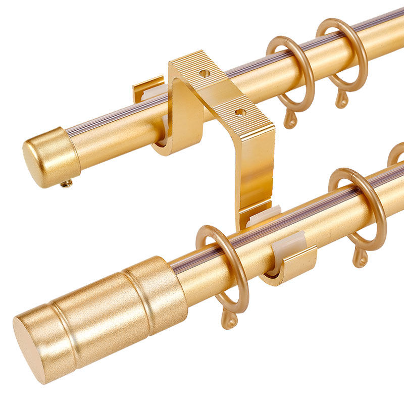 窗帘杆罗马杆支架子单拉双杆加厚打孔式静音顶装固定安装配件整套