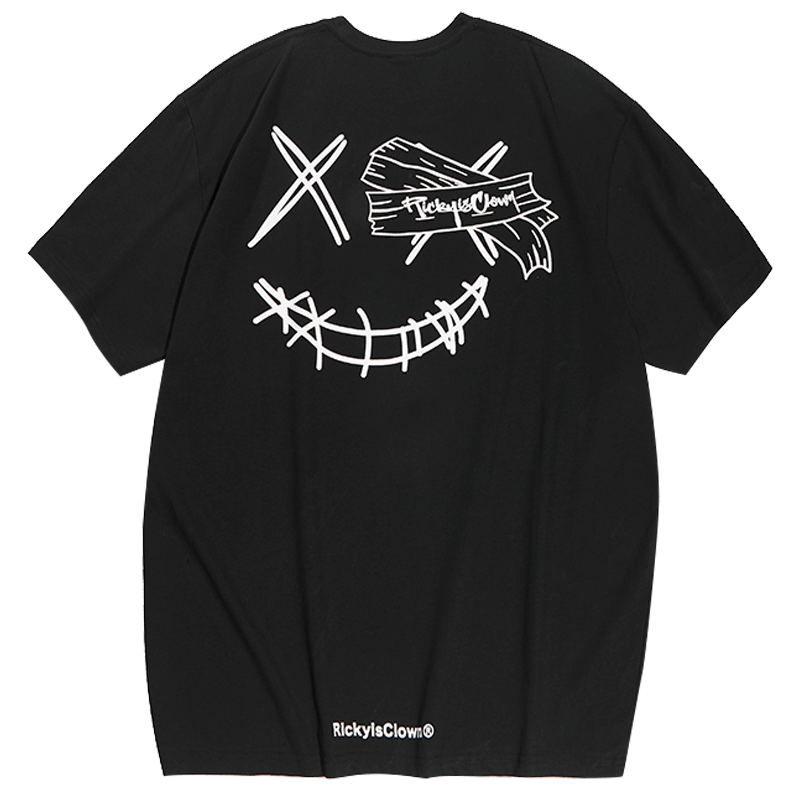 rickyisclownric小丑撕裂鬼脸短袖t恤男情侣夏装个性时尚潮流国潮