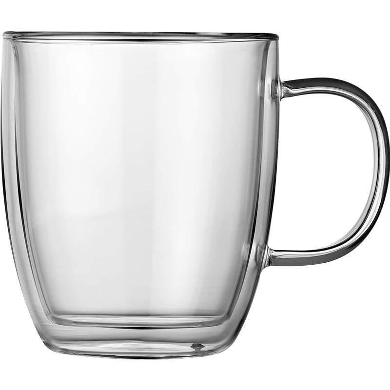 网红大口透明马克杯ins玻璃杯咖啡杯带把手勺子可爱女日系水杯子 - 巢