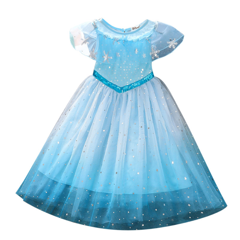 冰雪奇缘公主裙爱莎女童夏装连衣裙儿童爱沙生日礼服洋气长裙子新