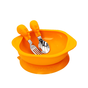 加拿大marcus婴儿童叉勺宝宝学吃饭训练短把柄勺子小孩餐具套装