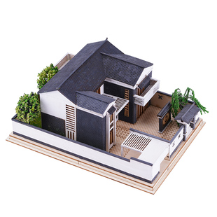 diy手工拼装制作模型沙盘建筑场景材料包拼装房子 徽派新中式别墅