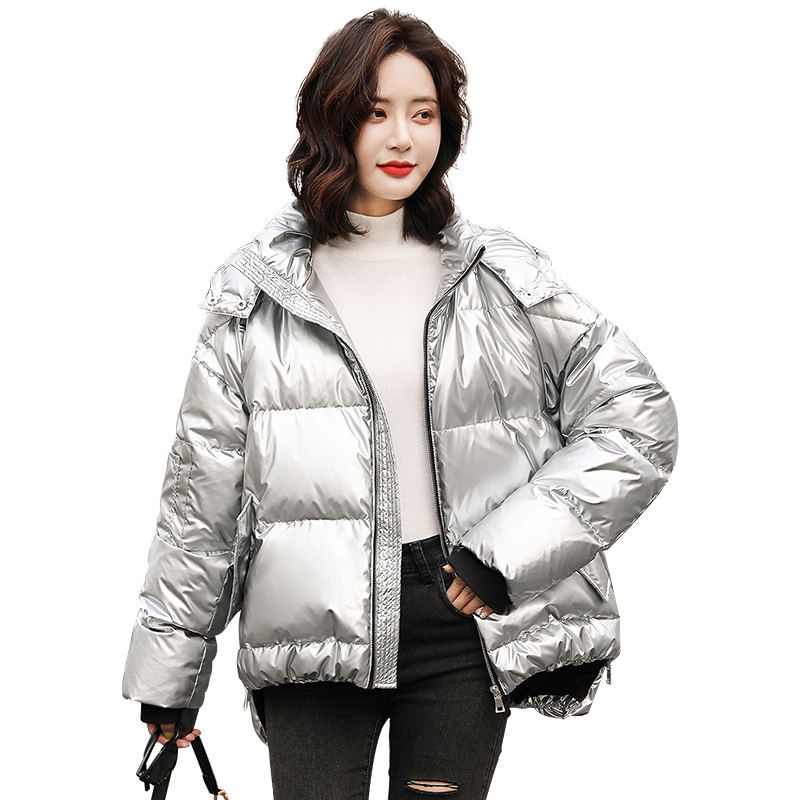 高梵亮面羽绒服女短款小款2020年新款冬季反季节特卖清仓银色外套