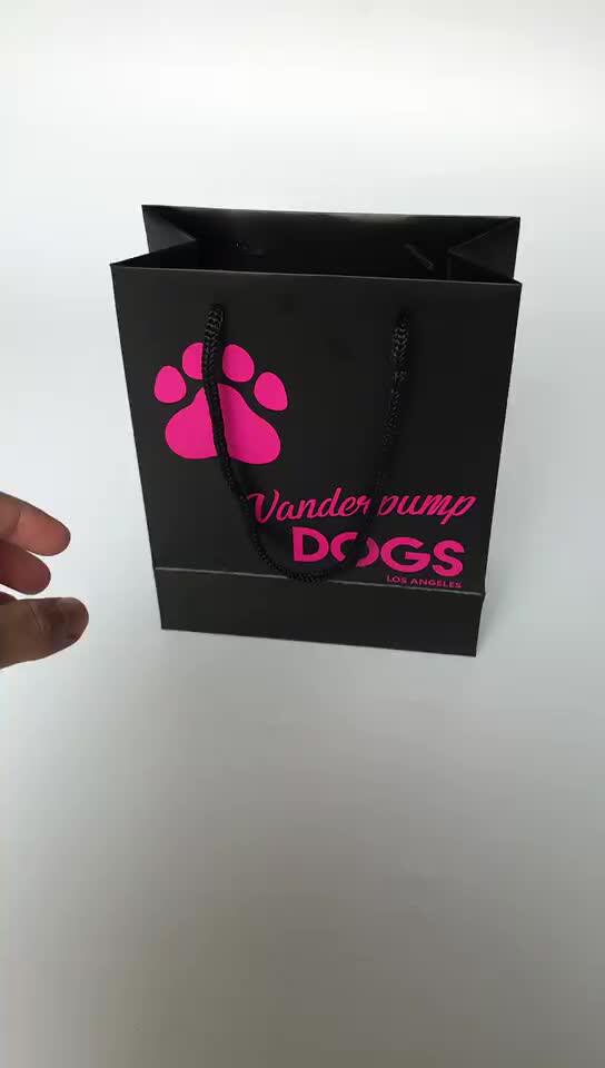 print kraft art paper black shopping paper gift packaging bag