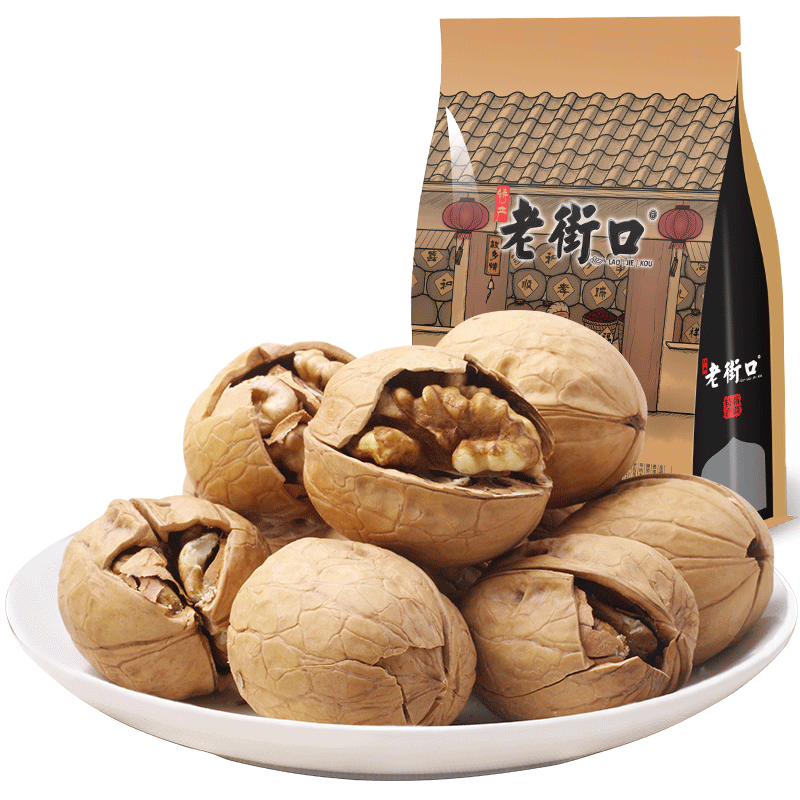 老街口 脑洞大开新疆开口核桃500g 薄皮手剥原味孕妇坚果干果
