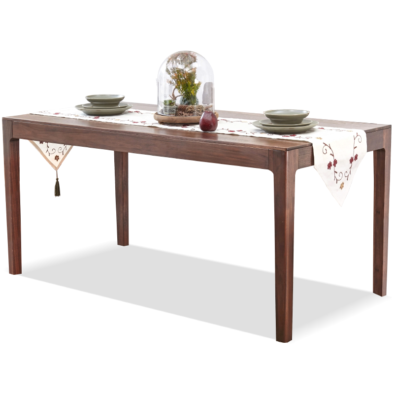 源氏木语全实木餐桌黑胡桃木餐桌椅组合简约现代餐台环保餐厅家具