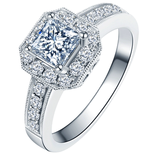 gia公主方钻50分vvs1净度d色奢华钻戒钻石戒指专柜正品结婚戒指