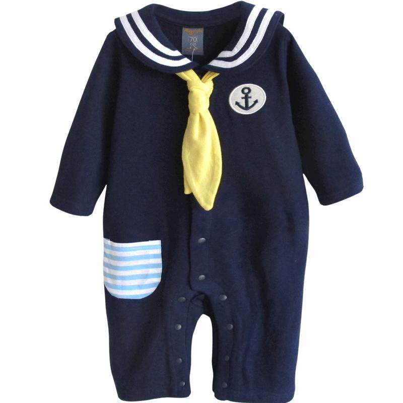 婴幼儿短袖海军风连体衣男女宝宝领带爬服37011 - augelute童装旗舰店