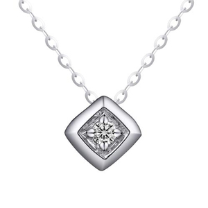 18k金钻石吊坠颈链项链女款裸钻珠宝锁骨链情人节礼物正品