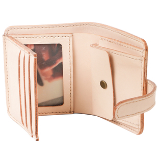 zsummer原创手工缝制女士真皮复古短款钱包植鞣皮牛皮三折票夹