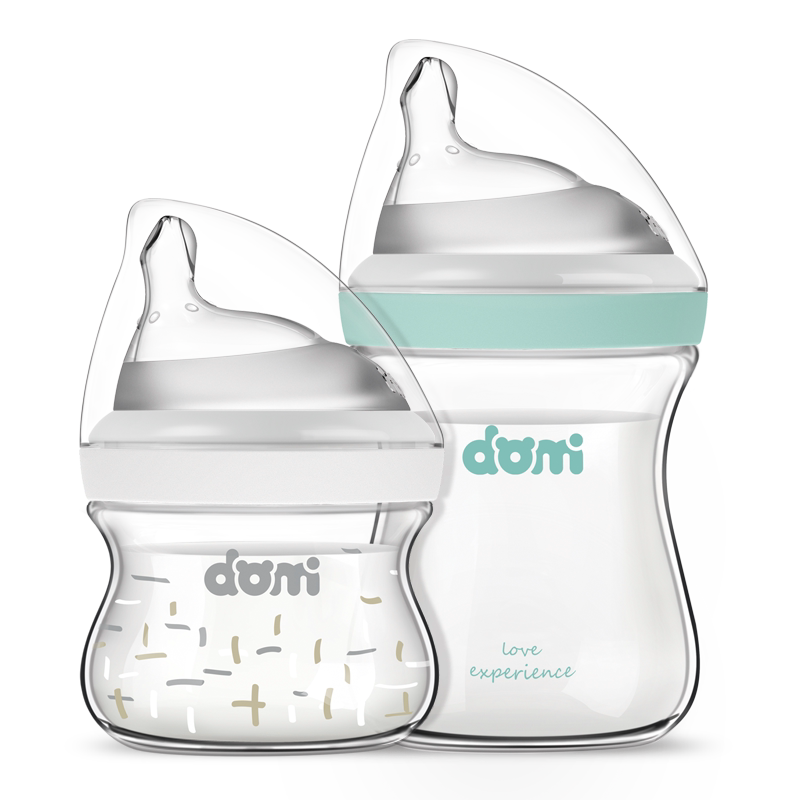 多米小熊新生儿宽口径高硼硅防爆裂玻璃奶瓶婴儿防胀气断奶神器